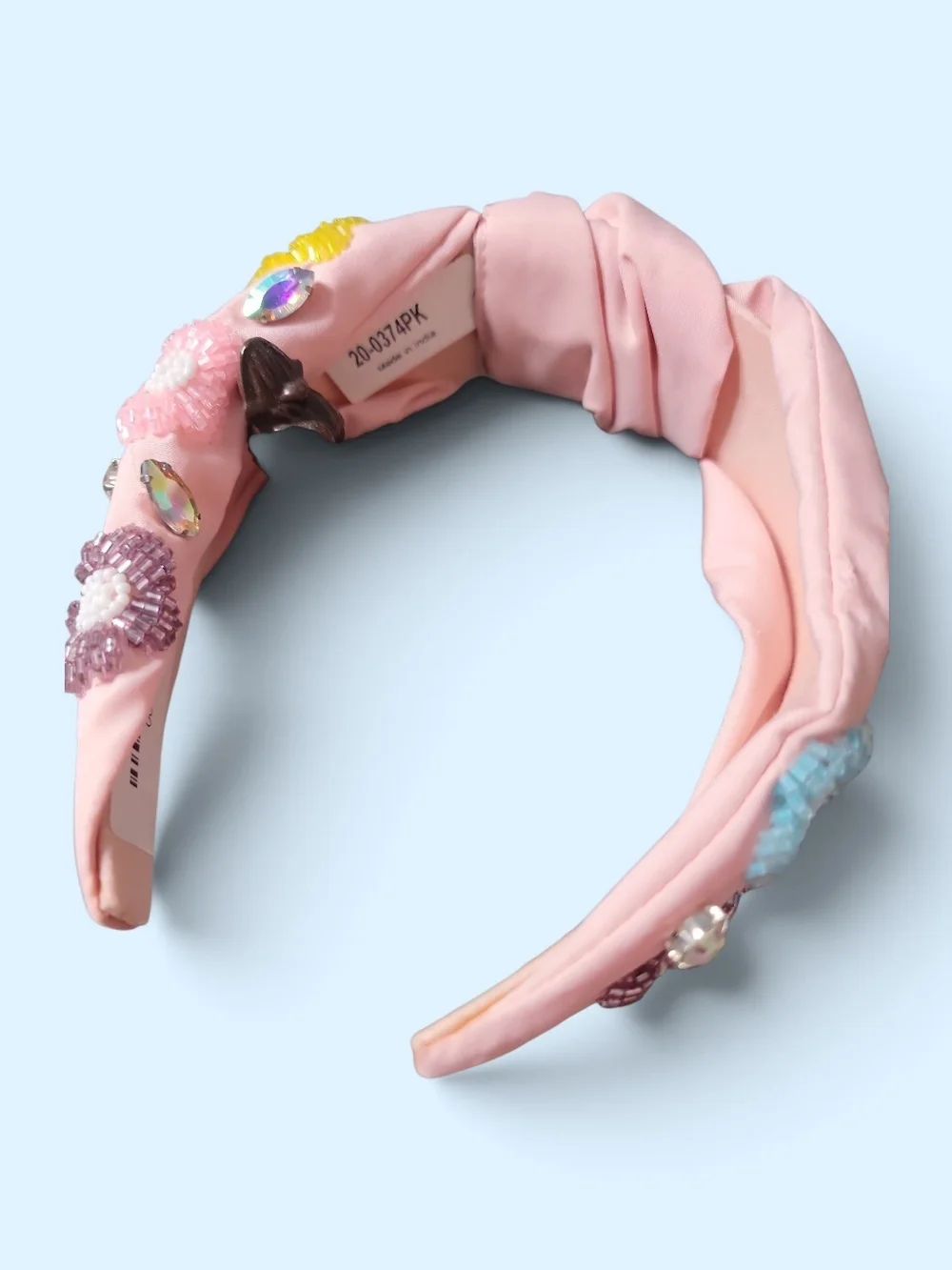 Handcrafted Pink Floral Beaded Headband